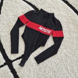 Artistix Black & Red Long Sleeve Bodysuit | Mock Neck | Size XS
